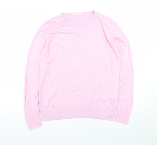 Marks and Spencer Women Pink Size 14 Acrylic Crew Neck Jumper