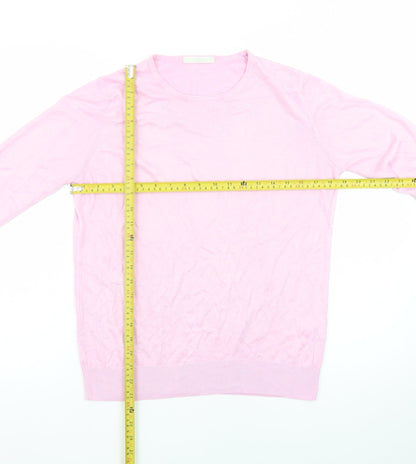 Marks and Spencer Women Pink Size 14 Acrylic Crew Neck Jumper