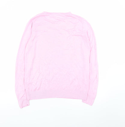 Marks and Spencer Women Pink Size 14 Acrylic Crew Neck Jumper