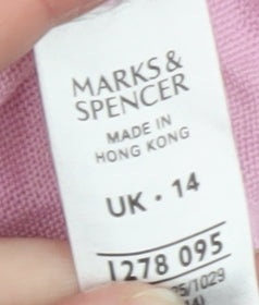 Marks and Spencer Women Pink Size 14 Acrylic Crew Neck Jumper