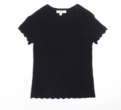 Marks and Spencer Women’s Black Short Sleeve Ribbed Knit T-Shirt Size S
