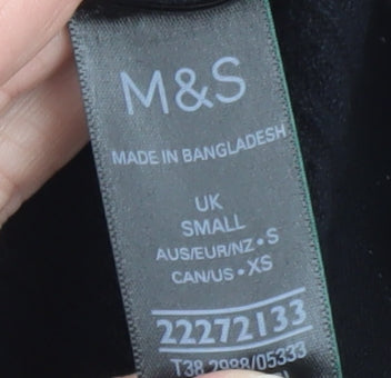 Marks and Spencer Women’s Black Short Sleeve Ribbed Knit T-Shirt Size S