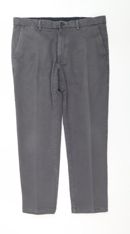 Marks and Spencer Men's Grey Chino Trousers Size L 38W 31L Regular Fit