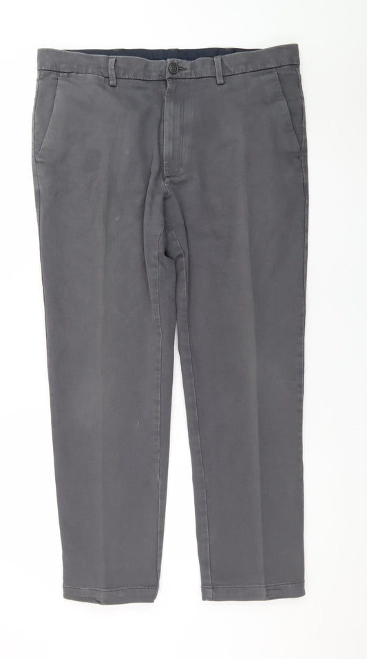 Marks and Spencer Men's Grey Chino Trousers Size L 38W 31L Regular Fit