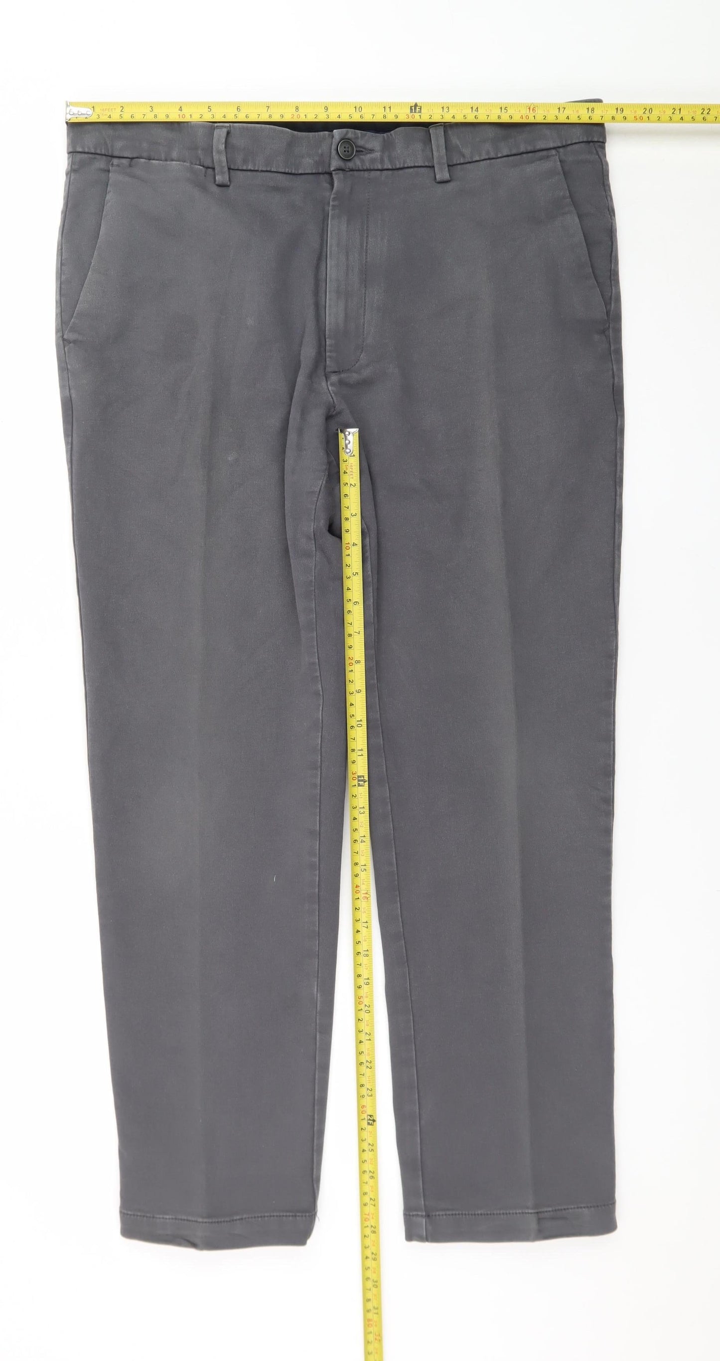 Marks and Spencer Men's Grey Chino Trousers Size L 38W 31L Regular Fit