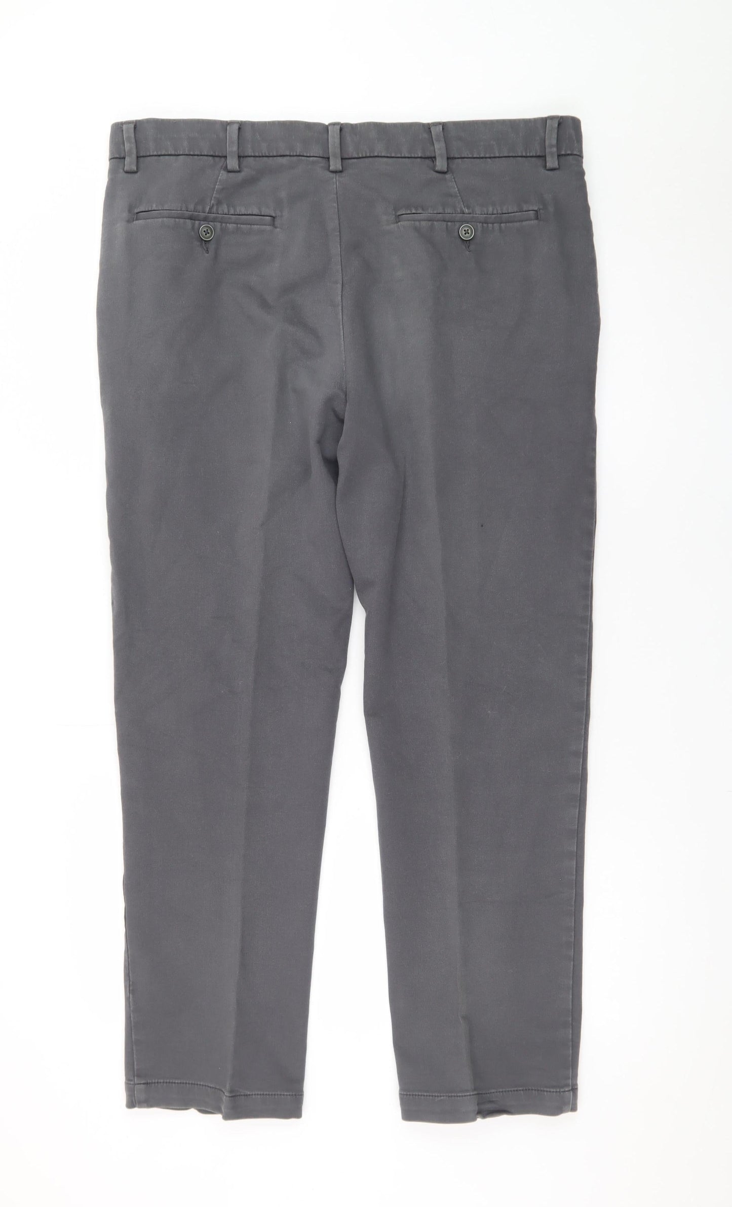 Marks and Spencer Men's Grey Chino Trousers Size L 38W 31L Regular Fit