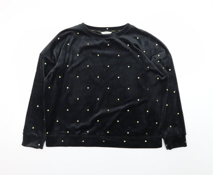 Marks and Spencer Womens Black Velvet Studded Pullover Sweatshirt Size L