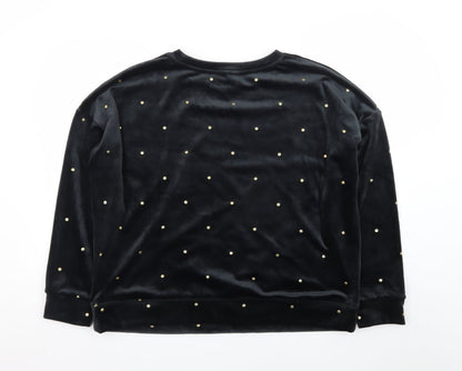 Marks and Spencer Womens Black Velvet Studded Pullover Sweatshirt Size L