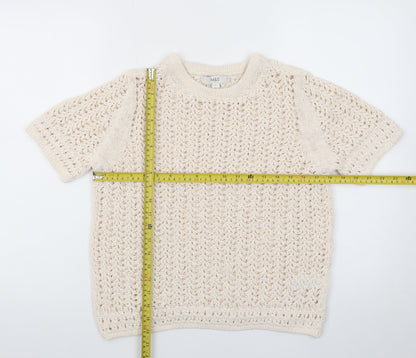 Marks and Spencer Women’s Beige Open-Knit Short Sleeve Jumper M