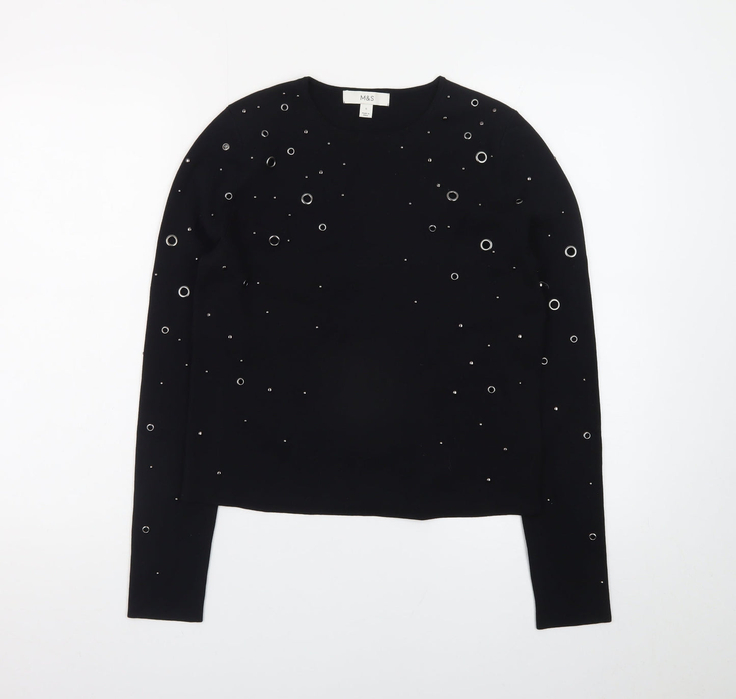 Marks and Spencer Women’s Black Studded Crew Neck Knit Jumper Size S