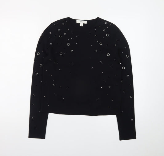 Marks and Spencer Women’s Black Studded Crew Neck Knit Jumper Size S