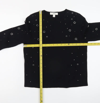 Marks and Spencer Women’s Black Studded Crew Neck Knit Jumper Size S