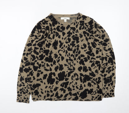 Marks and Spencer Women's Brown Leopard Print Cotton Jumper Size 10