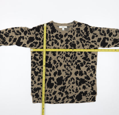 Marks and Spencer Women's Brown Leopard Print Cotton Jumper Size 10