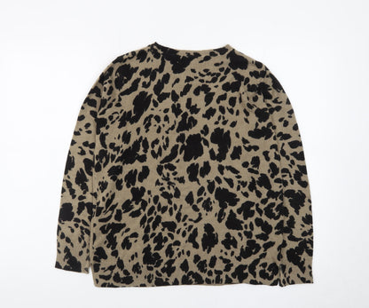 Marks and Spencer Women's Brown Leopard Print Cotton Jumper Size 10