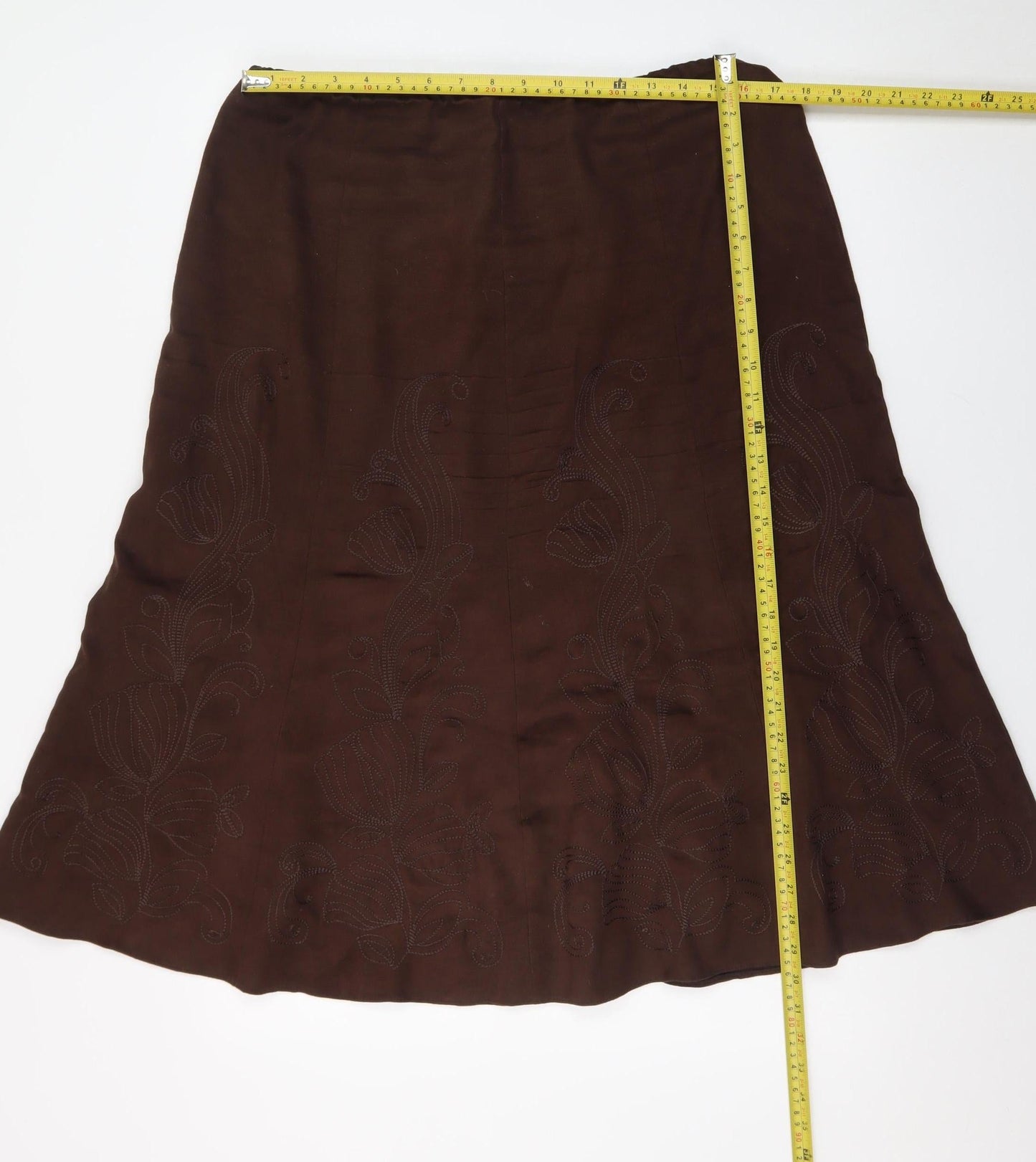 Marks and Spencer Women Brown A-Line Embroidered Skirt UK 16
