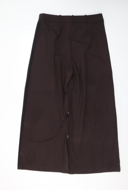 Marks and Spencer Women Brown Size 14 Wide-Leg Trousers