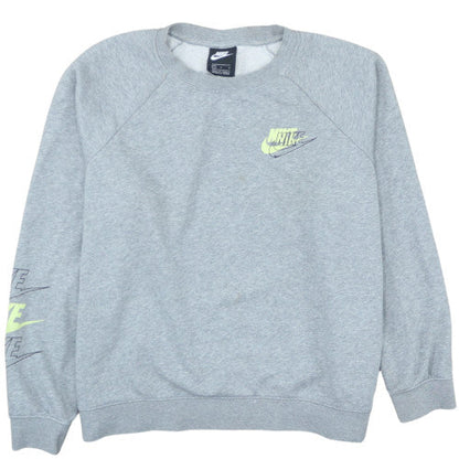 Nike Womens Grey Crew Neck Pullover Sweatshirt Size L Logo Print