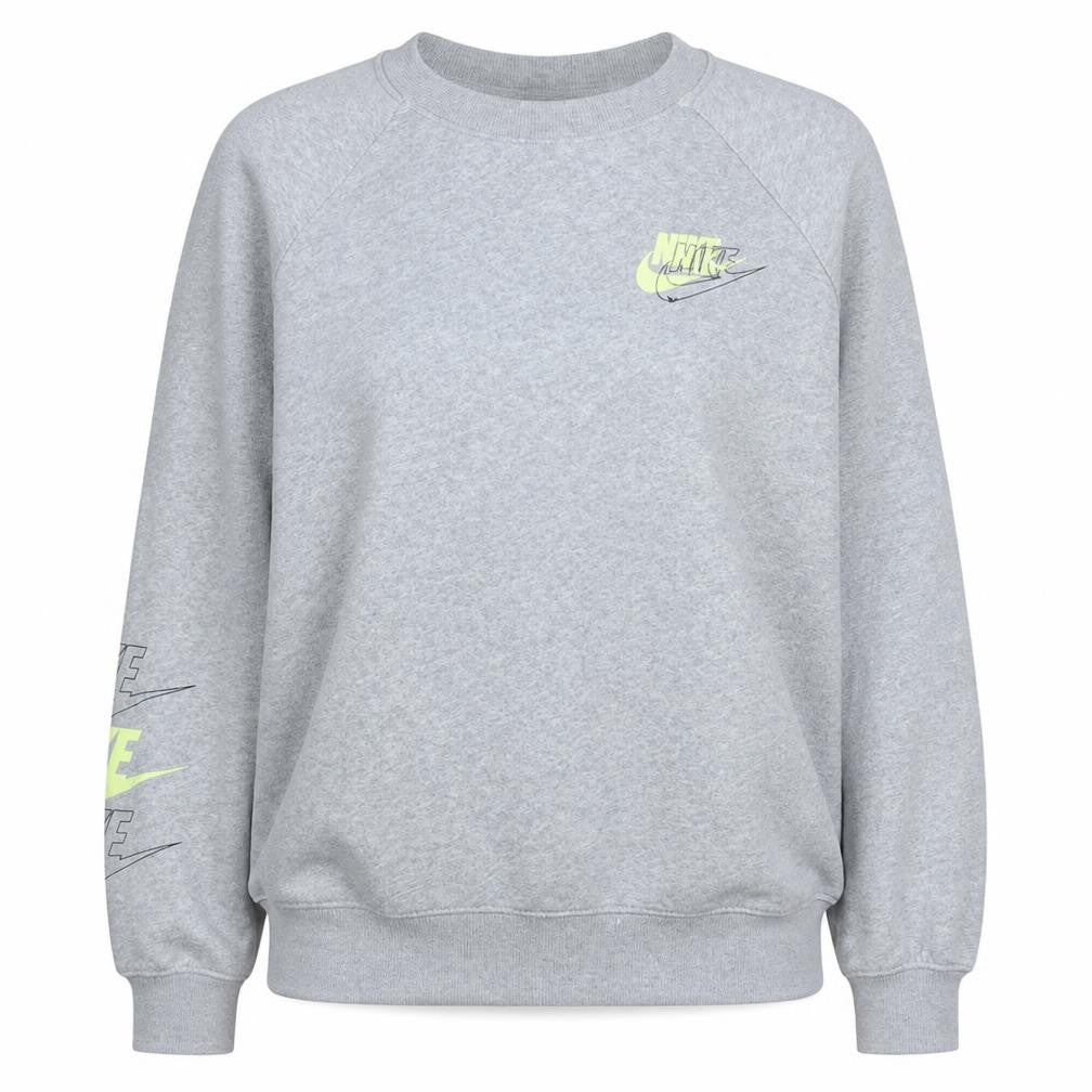 Nike Womens Grey Crew Neck Pullover Sweatshirt Size L Logo Print