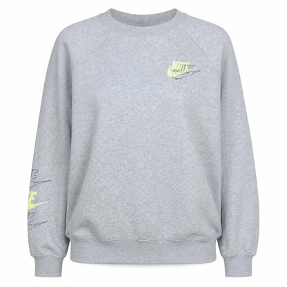 Nike Womens Grey Crew Neck Pullover Sweatshirt Size L Logo Print