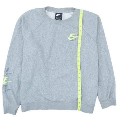 Nike Womens Grey Crew Neck Pullover Sweatshirt Size L Logo Print