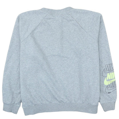 Nike Womens Grey Crew Neck Pullover Sweatshirt Size L Logo Print