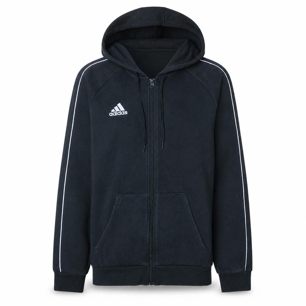 Front view of Adidas men’s black full zip hoodie s regular fit sports fleece