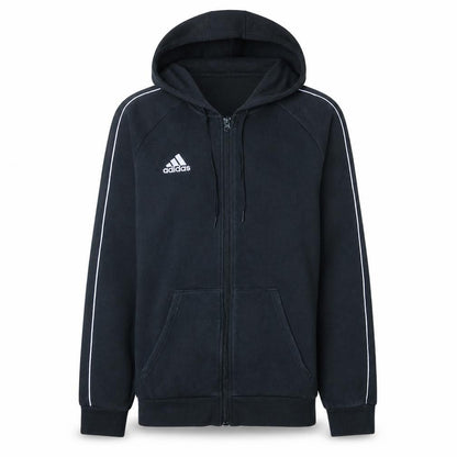 Front view of Adidas men’s black full zip hoodie s regular fit sports fleece