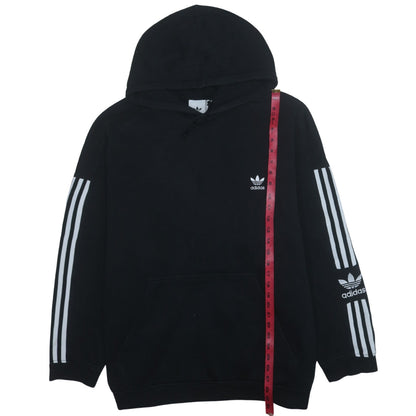 Adidas Men's Black 2XL Pullover Hoodie with Logo Stripes