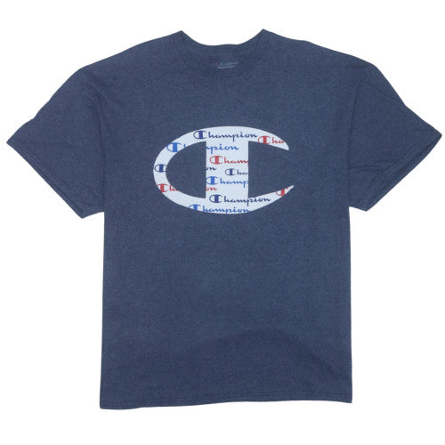 Champion Men's Blue XL Graphic Logo Crew Neck T-Shirt