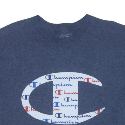 Champion Men's Blue XL Graphic Logo Crew Neck T-Shirt