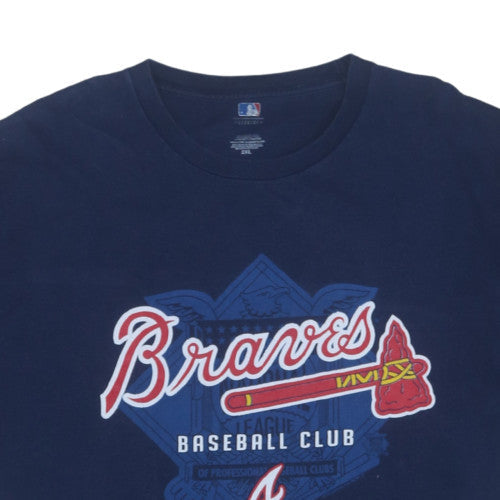 Majestic Men's Navy Atlanta Braves 2XL Crew Neck Graphic T-Shirt