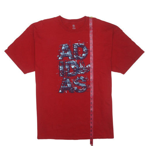 Adidas Mens Red 2XL Graphic Cotton Crew Neck T-Shirt