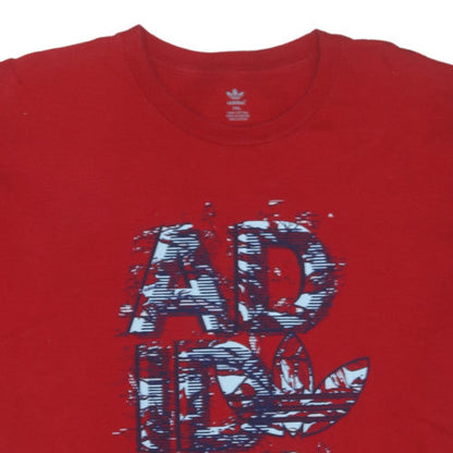 Adidas Mens Red 2XL Graphic Cotton Crew Neck T-Shirt