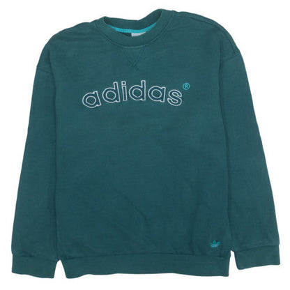 Adidas Mens Green XL Crew Neck Pullover Logo Sweatshirt