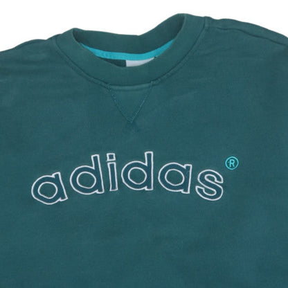 Adidas Mens Green XL Crew Neck Pullover Logo Sweatshirt