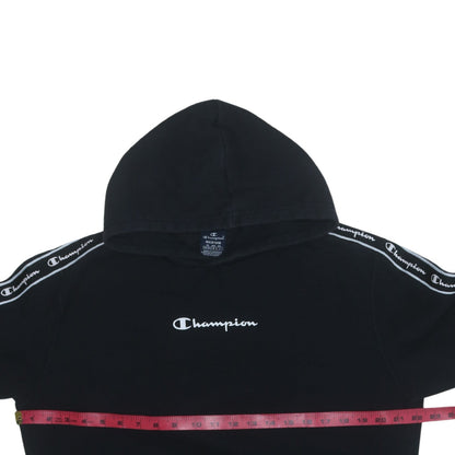 Champion Men's Black Medium Pullover Hoodie Logo Tape Sleeve