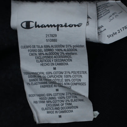Champion Men's Black Medium Pullover Hoodie Logo Tape Sleeve