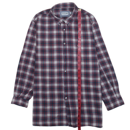 Lacoste Men's Blue Plaid Regular Fit Cotton Long Sleeve Shirt 2XL