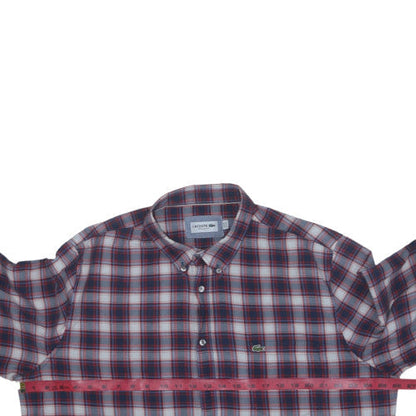 Lacoste Men's Blue Plaid Regular Fit Cotton Long Sleeve Shirt 2XL