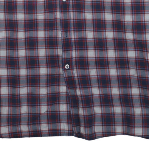 Lacoste Men's Blue Plaid Regular Fit Cotton Long Sleeve Shirt 2XL