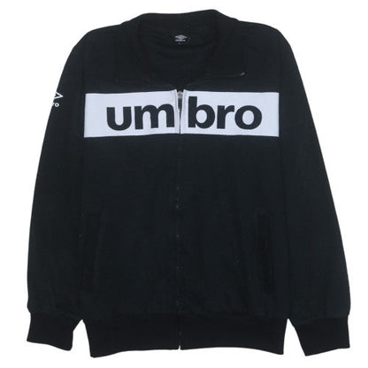 Umbro Men's Black Track Jacket L Full Zip Cotton Blend Sportswear