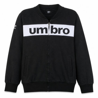 Umbro Men's Black Track Jacket L Full Zip Cotton Blend Sportswear