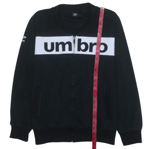 Umbro Men's Black Track Jacket L Full Zip Cotton Blend Sportswear