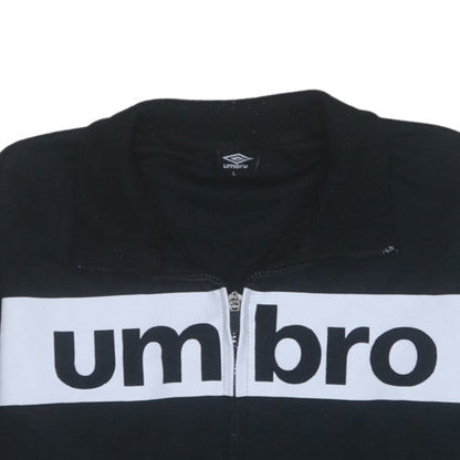 Umbro Men's Black Track Jacket L Full Zip Cotton Blend Sportswear