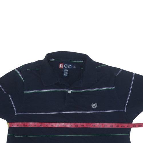 Chaps Men's Black Striped Polo Shirt XL Cotton Classic Fit