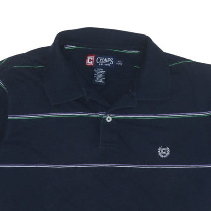 Chaps Men's Black Striped Polo Shirt XL Cotton Classic Fit