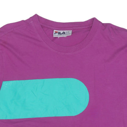 Fila Unisex Purple Colourblock Cotton T-Shirt Size XL