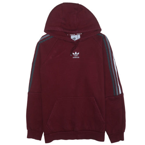 adidas Men's Red XL Pullover Hoodie with Logo and Drawstring