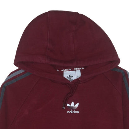 adidas Men's Red XL Pullover Hoodie with Logo and Drawstring